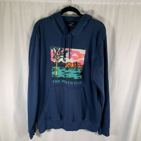 The North Face Other - North Face Hoodie Men's Large Blue Graphic Print Pockets Drawstring Pullover